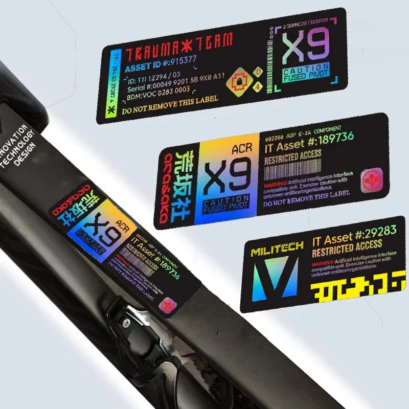 Cyberpunk Laser Reflective Bicycle Frame Top Tube Stickers DIY QR Code Label Decals Off Road Moto Car Luggage Helmet Sticker
