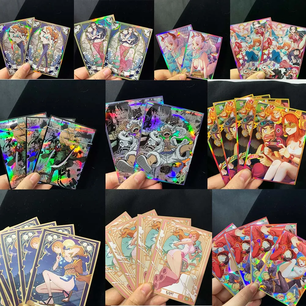 60PCS/Set 67x92mm Anime One Piece Card Sleeves Luffy Zoro Nami Ace PTCG/PKM/MTG Game Cards Protector Sleeves Best Gifts
