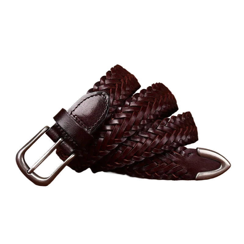 2.8cm Women's Genuine Leather Belt First Layer Cowhide, Hand-woven, Versatile and Fashionable