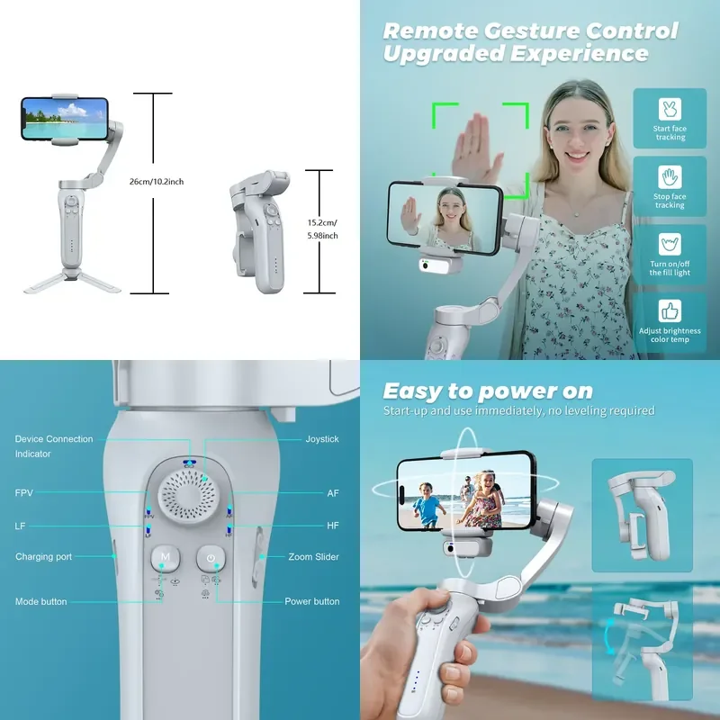 Factory L7Bpro 3 Axis Handheld Foldable Gimbal Stabilizer With AI 360 Face Tracking VLOG Selfie And Tripod For Video Cameras