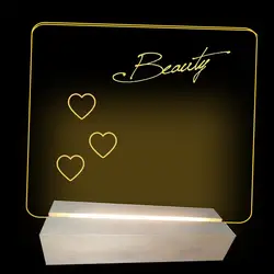 Light Up Acrylic Message Board Wooden Base LED Noteboard Memo Board With Light Light Up Board Creative Writing Board Illuminated