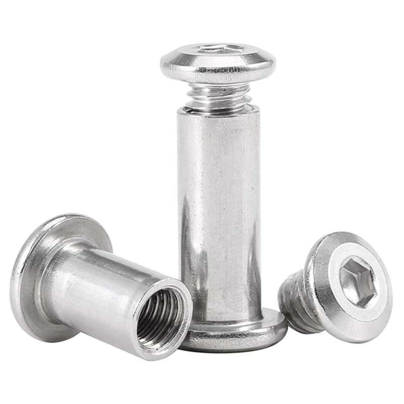 1~10Set M2 M3 M4 M5 M6 M8 M10 Stainless Steel Flat Hex Hexagon Socket Head Furniture Rivet Connector Insert Joint Sleeve Cap Nut