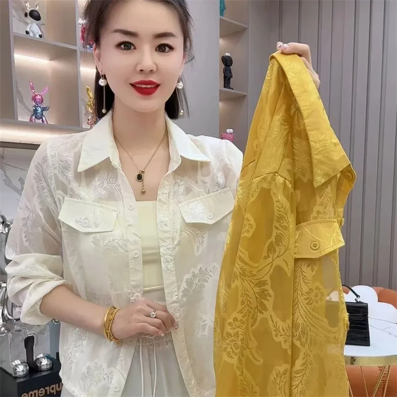 

Summer Fashion Sunscreen Coat Female 2025 New Sun Protection Clothing Jacket Thin Cardigan Outwear High Quality Shirt Ladies Top