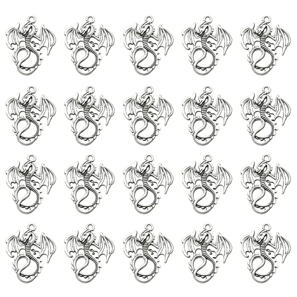 

20Pcs Alloy Flying Dragon Pendant Charms Silver DIY Necklace Bracelet Jewelry Making Accessories Alloy Pendant Charm