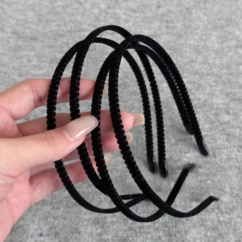 20PC 5mm Versatile Black Velvet Wrapped Hairband for Girls Korean Simple Classic DIY Thin Headband Face Washing Hair Accessory - view 5