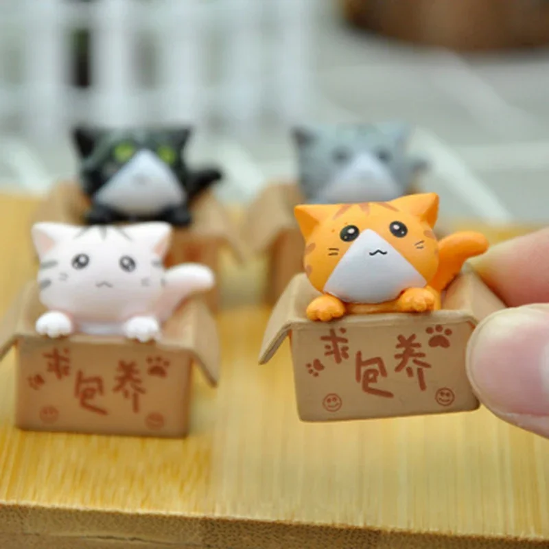 Kawaii Mini เครื่องประดับแมวสวนรูปปั้นแมวของขวัญเด็กเด็กตกแต่งห้องของเล่น Miniature Figurines Home Decor