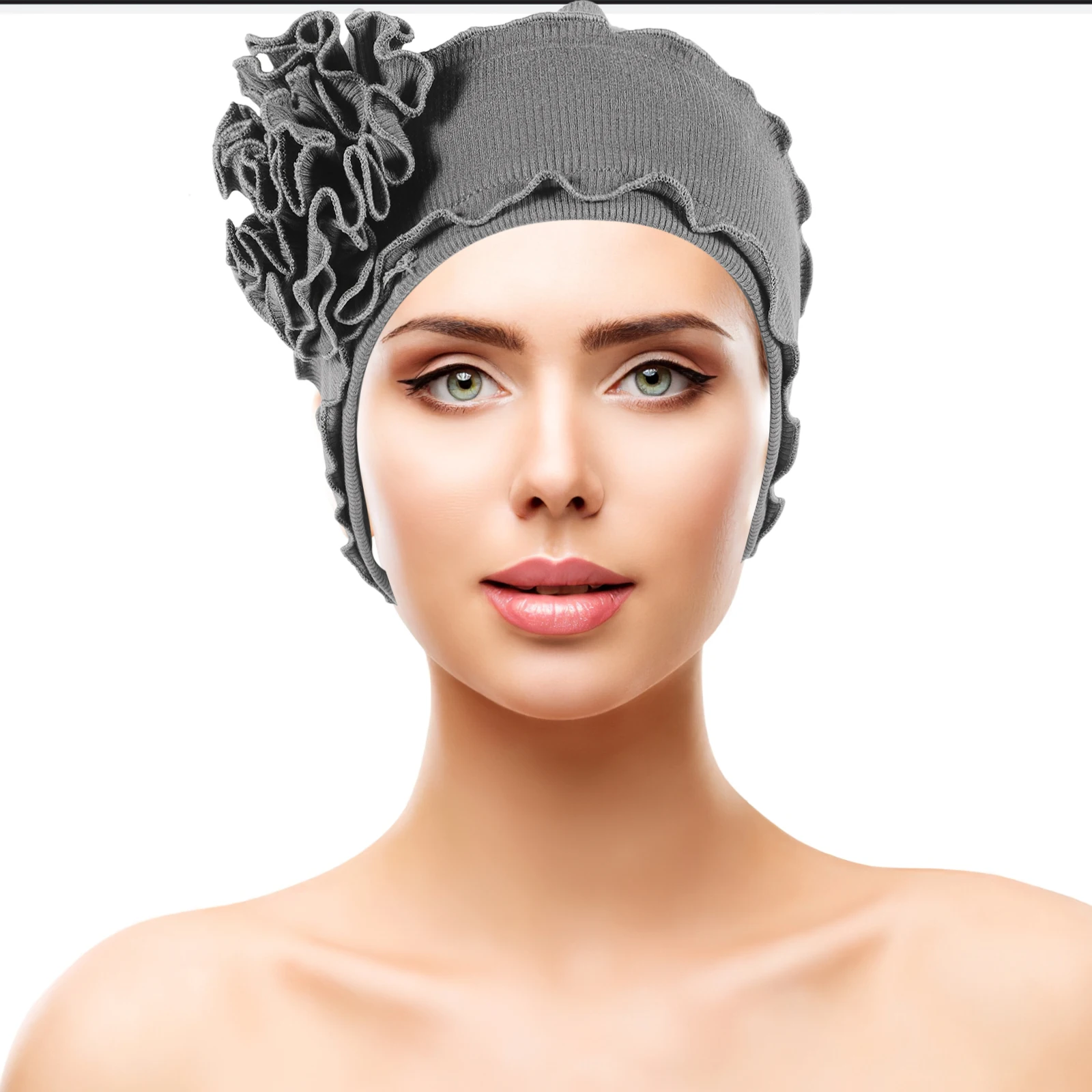 

Big Flower Headdress Hat Chemotherapy Women Headwear Soft Cap Gray Hair Loss Turban Chemo Practical Size Long Short