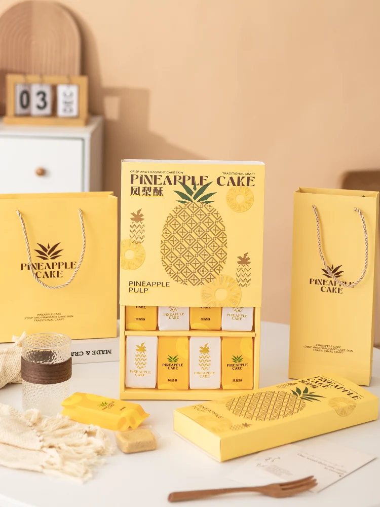 

High-End Pine ortcake Handheld Paaging Gift Box Emp Box 6 Pieces 8 Pieces Hand-Baked Base Sed Bag New Year 2025
