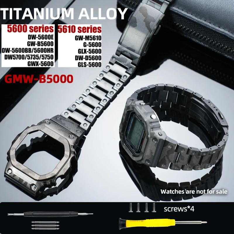 

Ultra-Lightweight Titanium Alloy Case&watchband Mod Kit camouflage style matel bezel strap for Casio DW5600 5610 GMW-B5000 watch