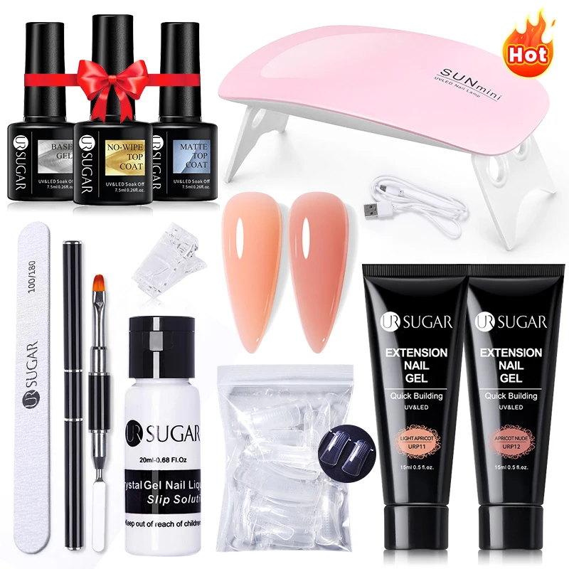 UR SUGAR 15ml kit di Gel per unghie ad estensione rapida Nude Pink Semi permanente Gel UV smalto per unghie Nail Art prolungare il Gel da costruzione