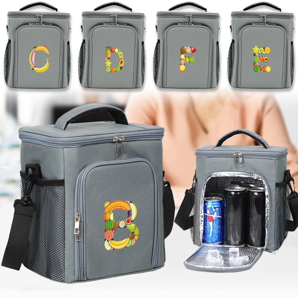 

Cooler Bag Thermal Insulation Box Lunch Tote Food Storage Handbag Outdoor Simplicity Storage Case Fruit Letter Printing