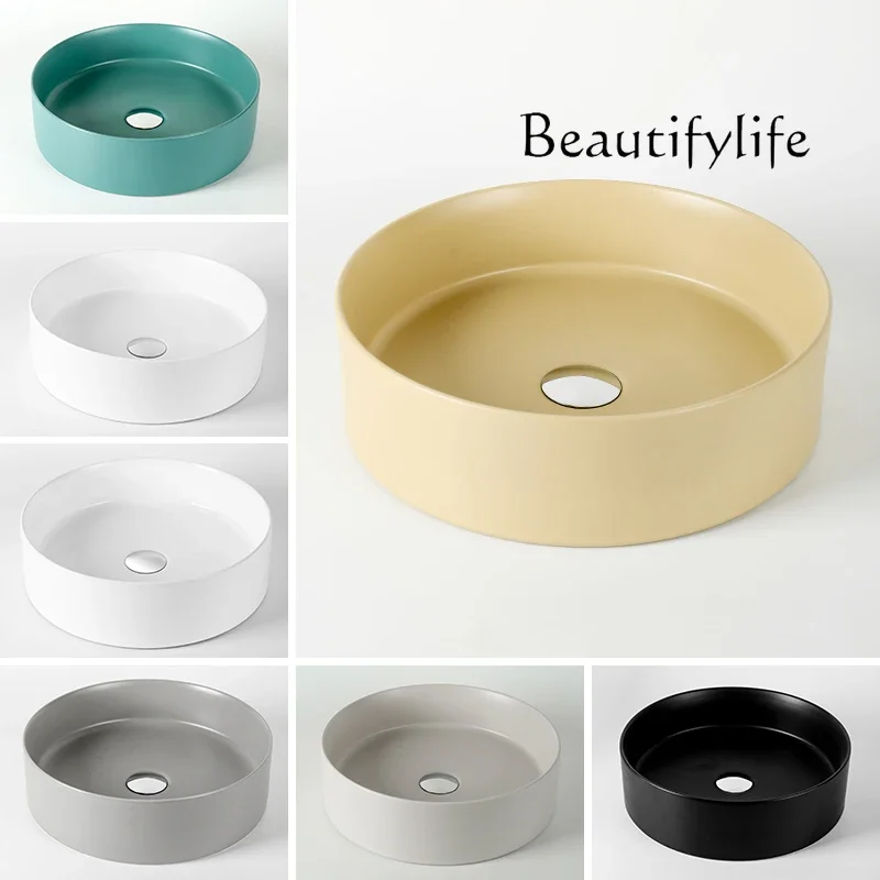 

X On-stage Wash Basin Household Round Wash Basin Bathroom Balcony Color Basin Small Apartment