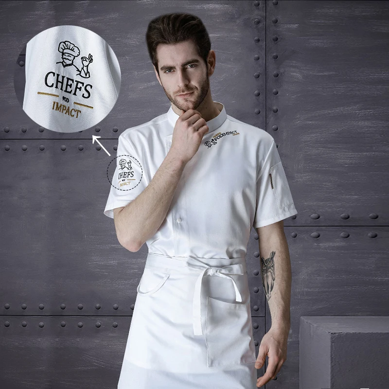 Thin and Breathable Men's Kitchen Jacket Restaurant Chef Shirt Hotel Catering Cook Uniform Summer Bakery Women Waiter Workwear