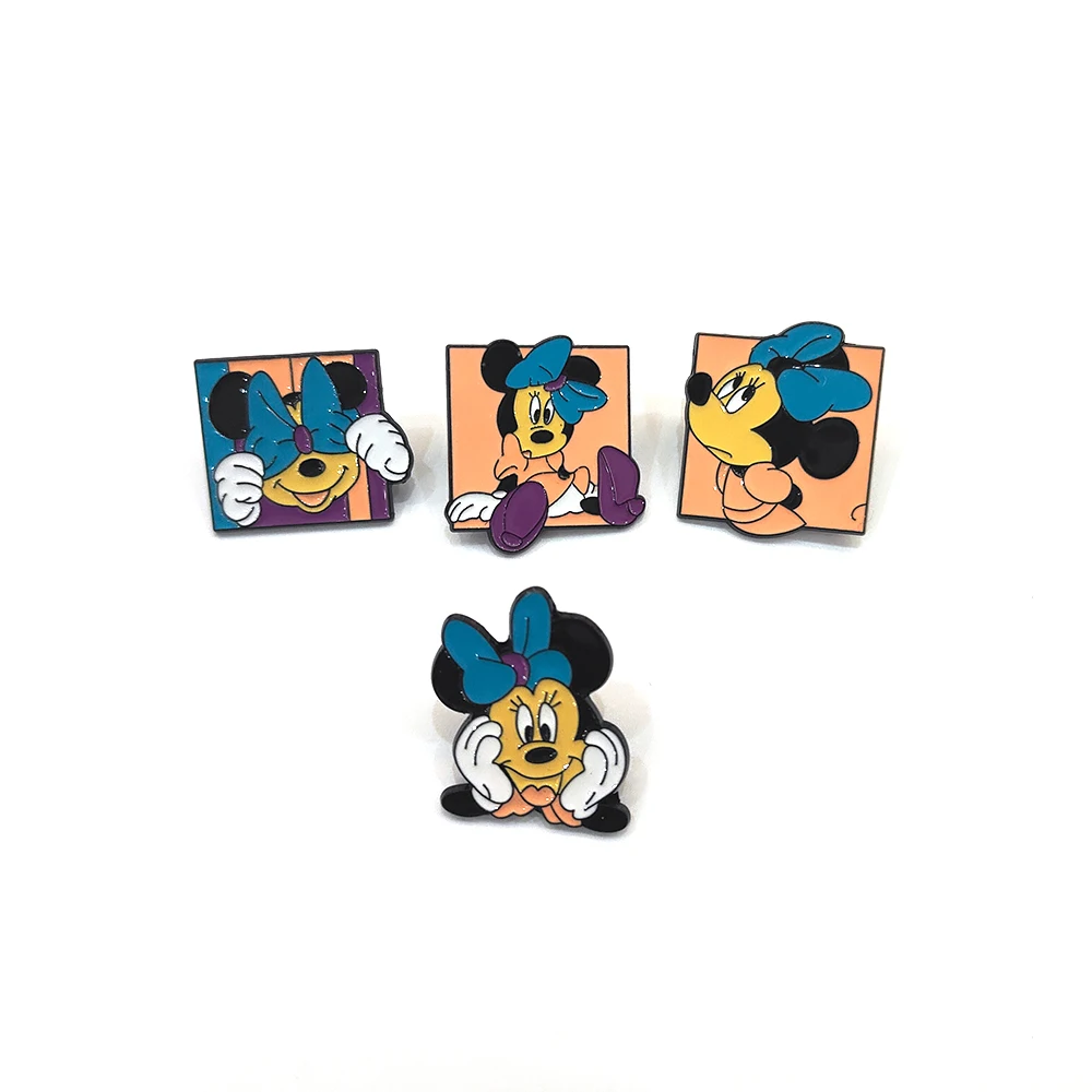 

Disney Cartoon Character Brooch Cute Minnie Mouse Bow Enamel Pin Metal Badge Jewelry Clothing Backpack Accessory Gift for Friend