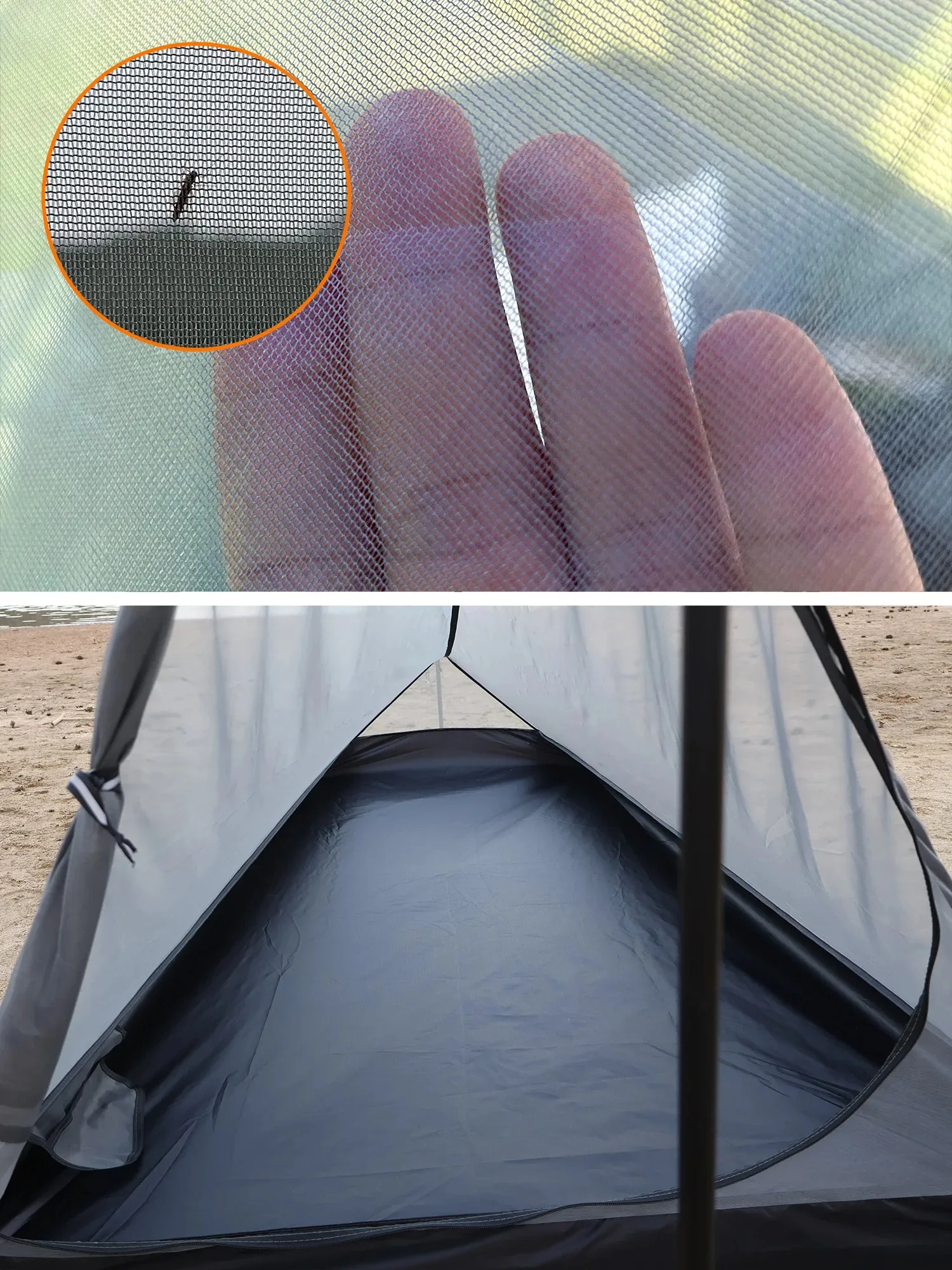Ultraleichtes Mesh-Zelt für 1 Person, Innenzelt, Sommer, Anti-Mücken-Camping, Einzel-Biwakzelt, wasserdicht, für Wandern, Backpacking, Outdoor – Detail 4