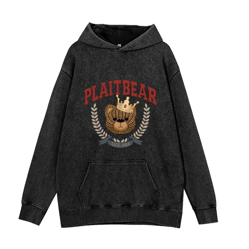 PLAYBEAR Design Printed Autumn/Winter Black Hoodie Women's Couple Style Fashion Round Neck Women's Hoodie