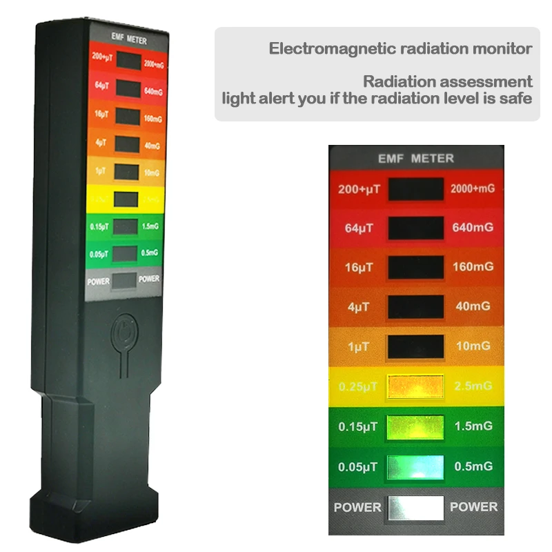 Electromagnetic Field Detector 8 LED Radiation Dosimeter High Precision Radiation Detector Portable EMF Magnetic Field Monitor