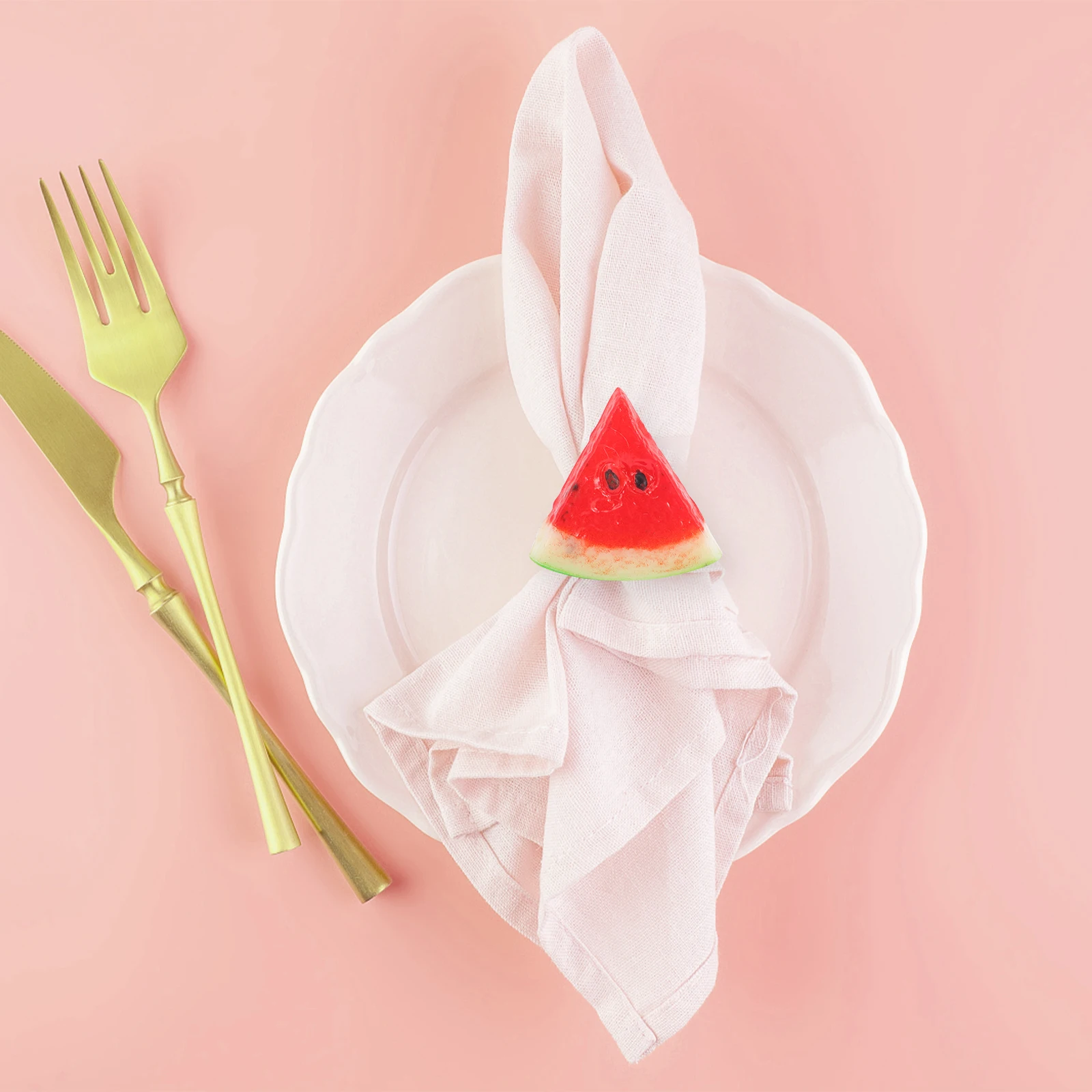 

4 Pcs Watermelon Napkin Rings Elegant Fruit Themed Holder for Party Wedding Dinner Picnic Reusable Table Accessories Kitchen Bar