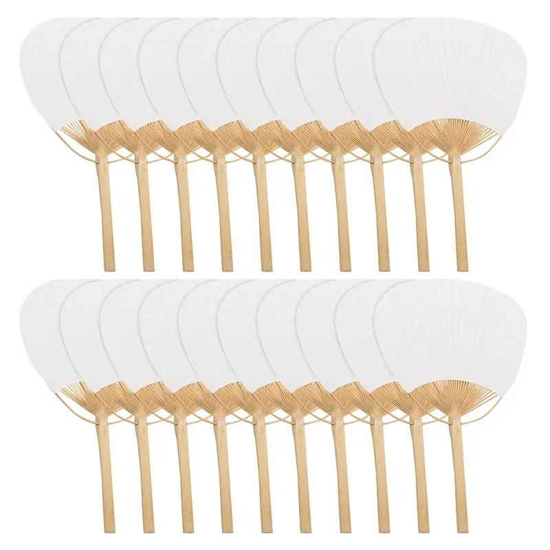 100pcs Blank Bamboo Hand Fans with Natural Handle Colorful DIY Hand-Painted Fans for Wedding Bridal Shower Birthday Party Decor