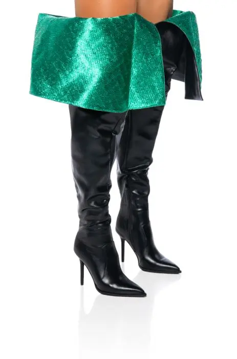 Women Pointed Toe Stiletto Over The Knee Boots Zipper Fashion Handmade Thing Long Boots Big Size Ladies Boots 44
