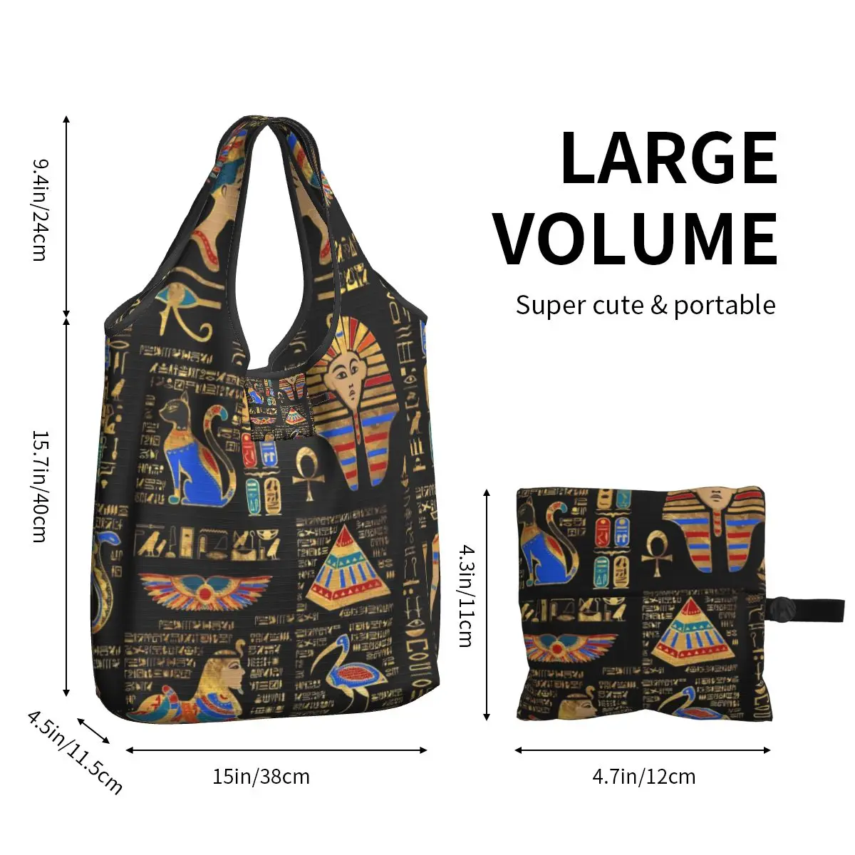 Egyptian Hieroglyphs And Deities Grocery Shopping Tote Bags Women Cute Ancient Egypt Art Shopper Shoulder Bags Big Handbag