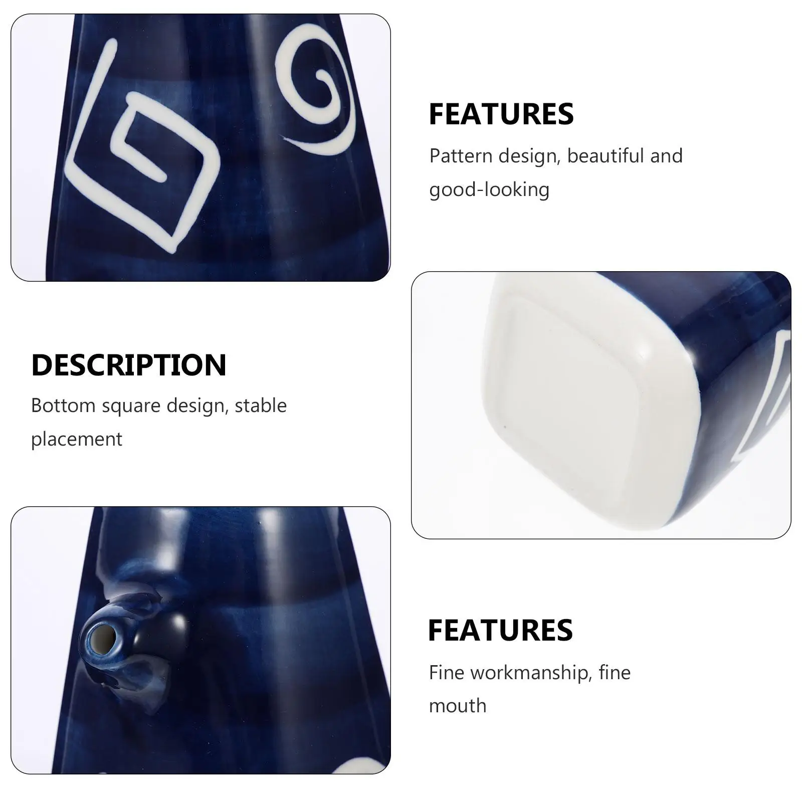 

Ceramic Seasoning Bottle Vinegar Dispenser Oil Jar Kitchen Soy Sauce Blue Premium Material Corrosion Resistant Easy Clean Home