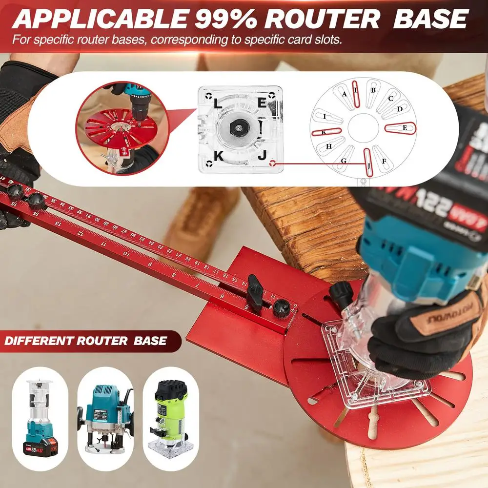 Universal Router Milling Groove Bracket Woodworking Tool Cabinet Jig Circle Cutting Upgraded Precision Craftsmanship Aluminum