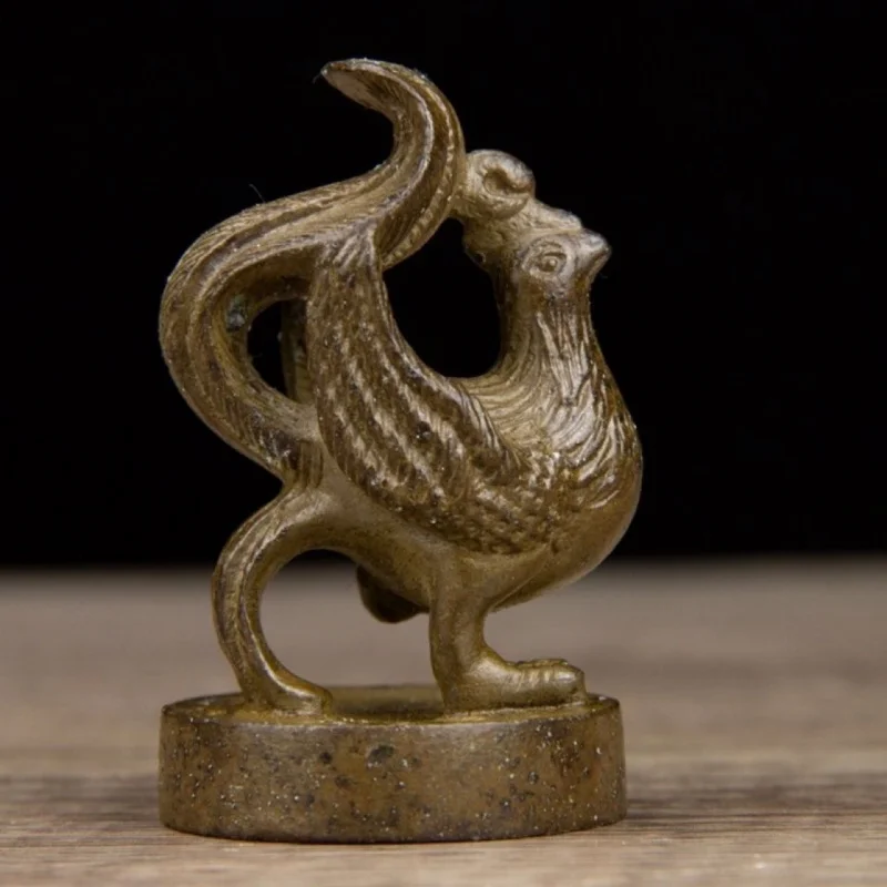 Antique and Miscellaneous Collectibles: Four Divine Beasts - Vermilion Bird Round , Small Copper Seal, Home Decorative Ornam