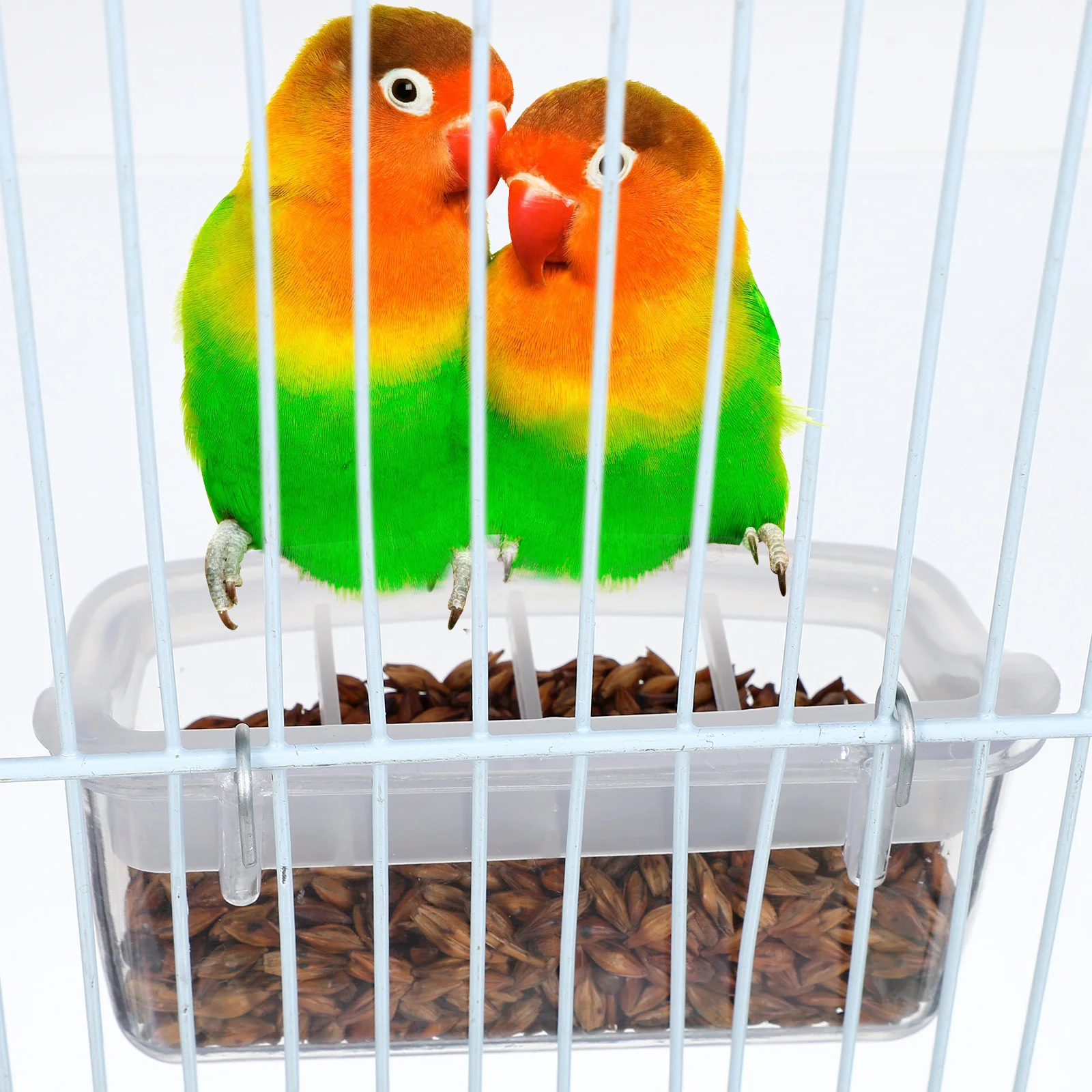 

Premium Bird Feeding Bowl Set 2 Reusable Plastic Feed Containers for Cage Birds Easy Clean Daily Use Bird Feeder