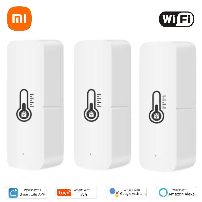 

Умный датчик температуры и влажности Xiaomi Tuya Wi-Fi, комнатный гигрометр-контроллер для мониторинга, работает с звуковым сигналом, Alexa Google