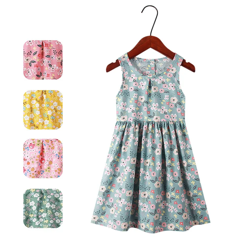 Little maven 2024 Baby Girls Summer Causal Clothes Floral Dress Cotton Pretty and Comfort for Children Lovely Kids