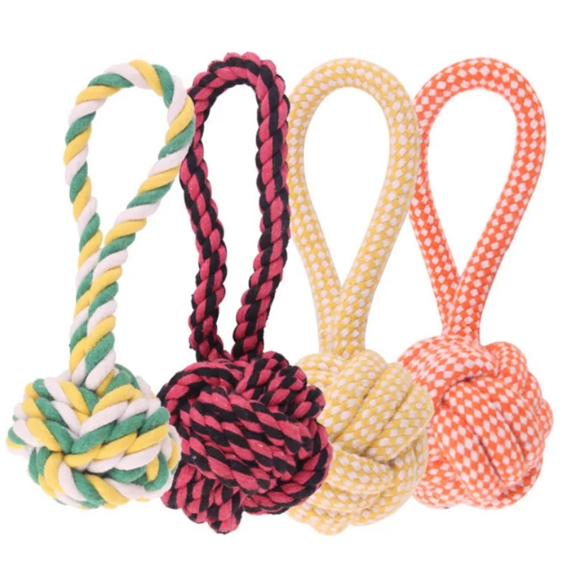 Dog Toys Cotton Rope Bite Resistant Dogs Toy Woven Ball Toys for Dog Teeth Cleaning Training Cotton Rope Interactive Dogs Toy