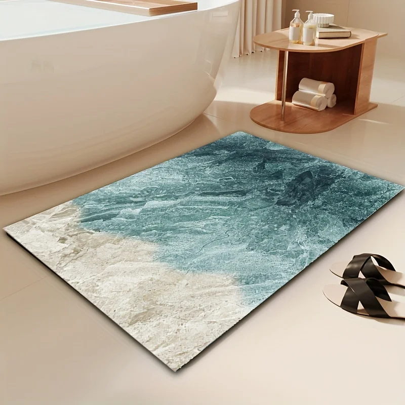 Misty Forest Bathroom Rug Quick Dry Super Absorbent Doormat Diatomite Mud Non Slip Rubber Bath Rug for in Front of Bathtub