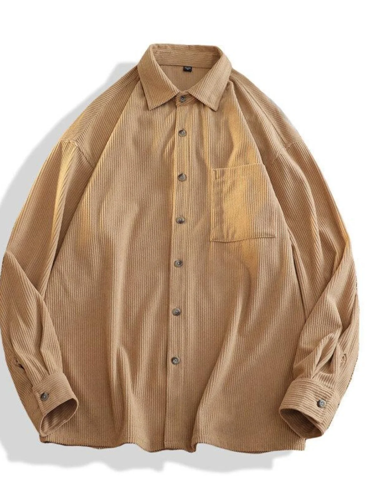 

Spring Autumn Men's Long Sve irt Casual Corduroy Striped Thi Retro Faion Hong Kong Sle Haome Casual Top Coat