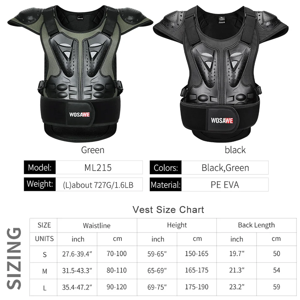 WOSAWE Motorcycle Vest Adult Off Road Motocross Rider Gear Back Support Vest Outdoor Racing Moto Motocross MTB Dirt Bike Gilet