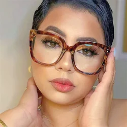 New Brand Design Fashion Oversize Square Glasses Women Frame Photochromic Anti Blue Light Computer Hyperopia Reading Eyeglass