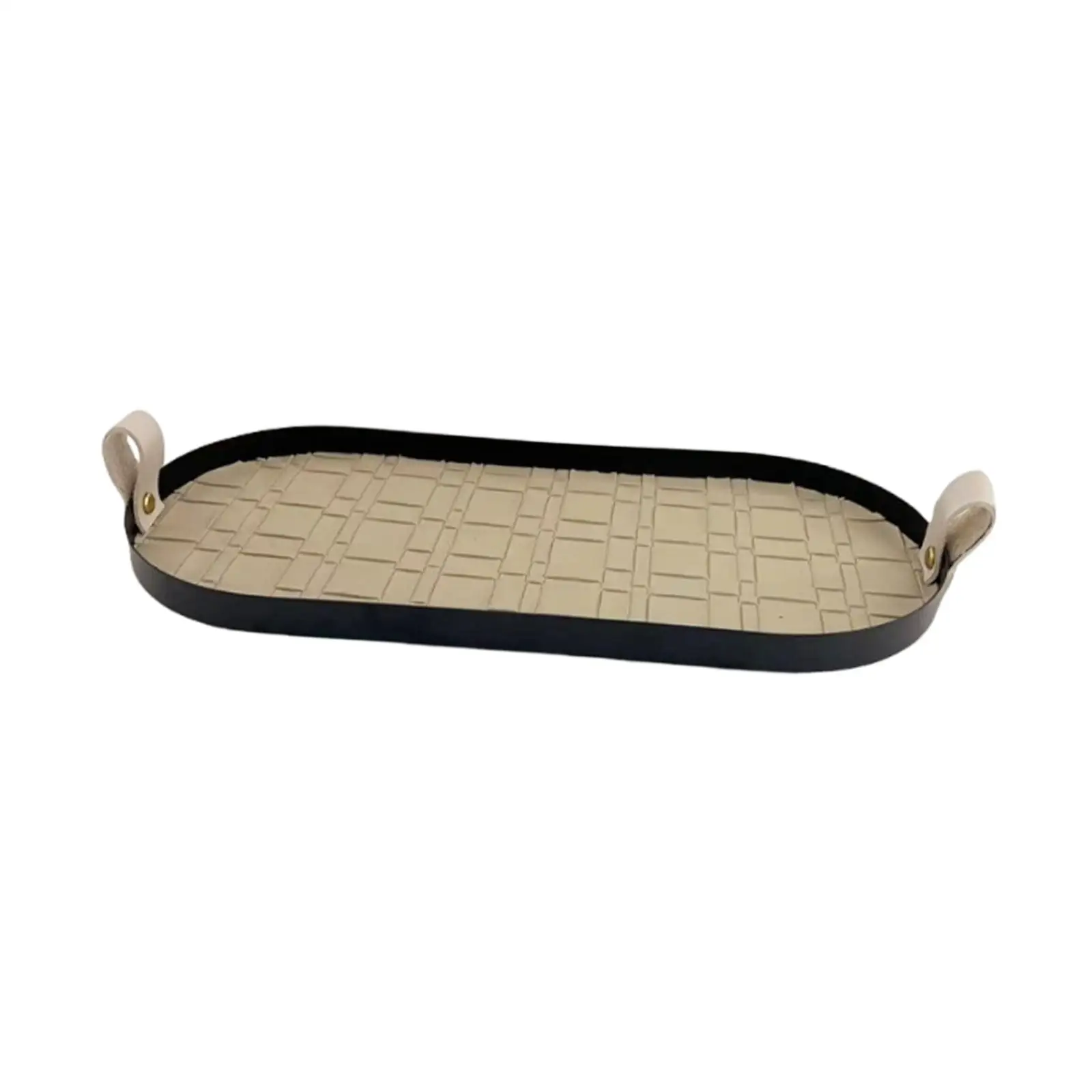 Desktop Bathroom Vanity Tray Oval PU Leather Storage Dish for Candles Jewelry Keys Snacks Cosmetics