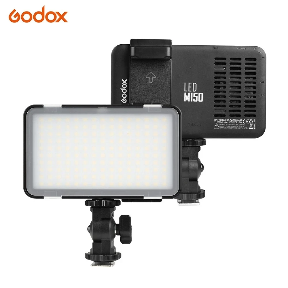 

Godox LEDM150 Mini LED Video Light 5600K Dimmable Photography Fill-in Light CRI 95+ with Adjustable Phone Mounting Bracket