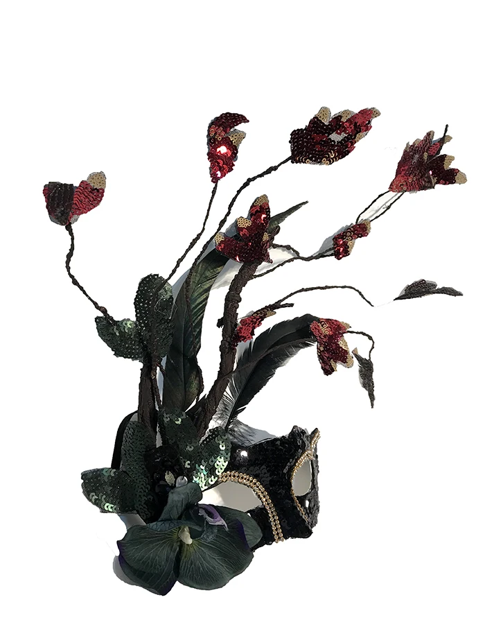 블랙 스팽글 레이스 깃털 마스크 소녀 할로윈 크리스마스 파티 공 꽃 가지 액세서리 여성 우아한 공주 마스크