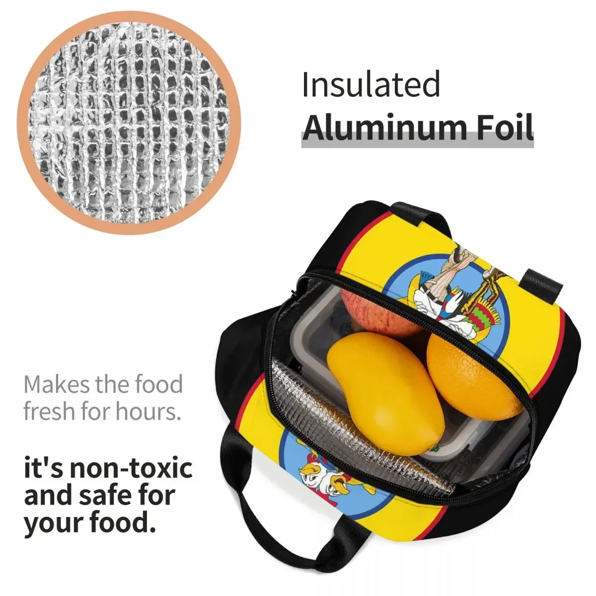 Los Pollos Insulated Lunch Bags Resuable Picnic Bags Thermal Cooler Lunch Box Lunch Tote for Woman Work Children School