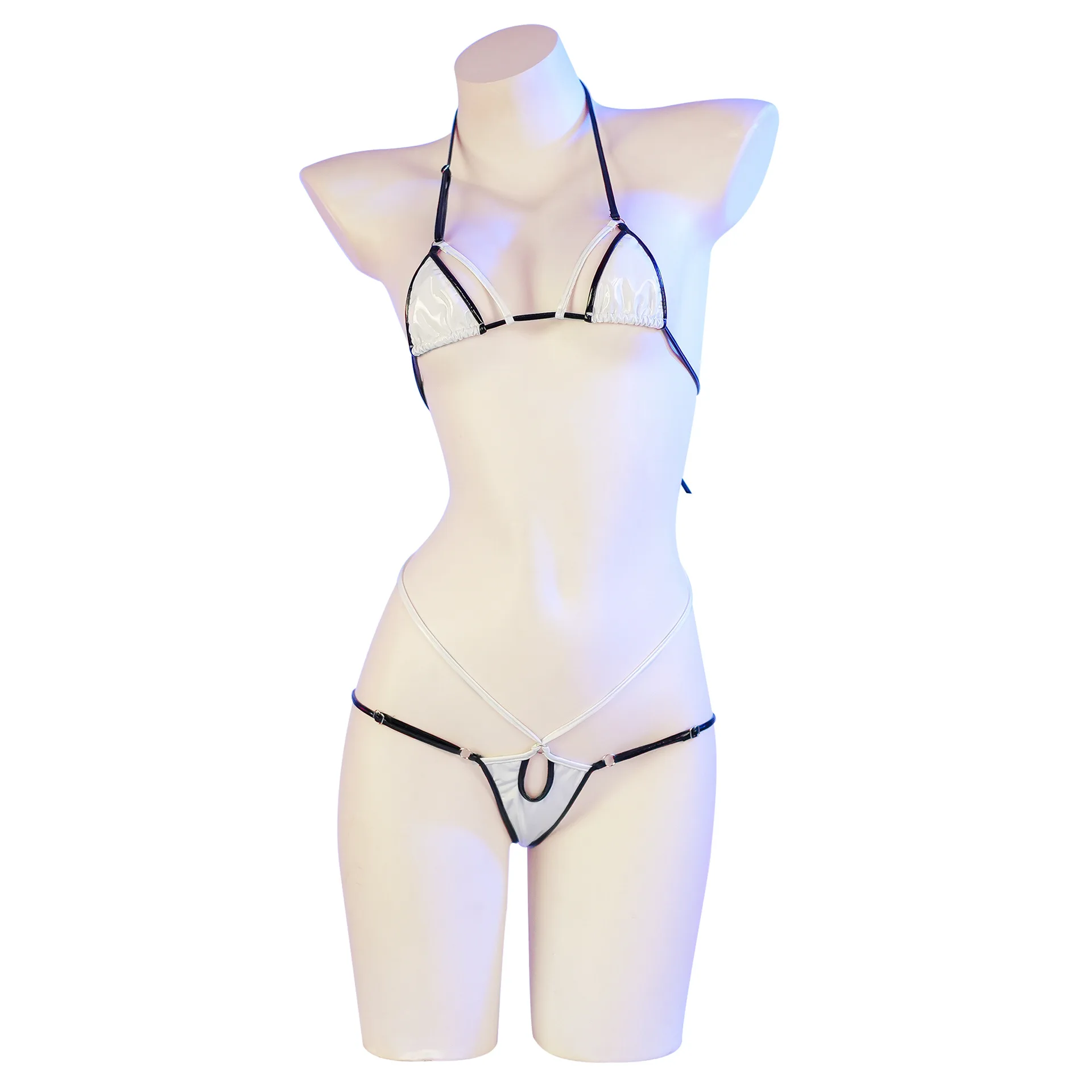 

Women Lingerie Exotic Sets Home Sleeping Nightwear PU Fire Bra Thong Underpants Cosplay Role Playing Uniform
