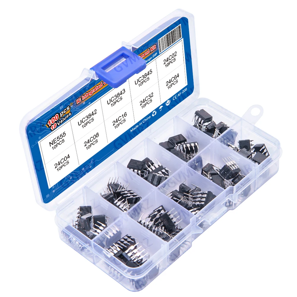 10Values 24C08 24C15 24C32 IC Assortment kit NE555 UC3842 UC3843 UC3845 AT 24C02  24C64 Each 10PCS