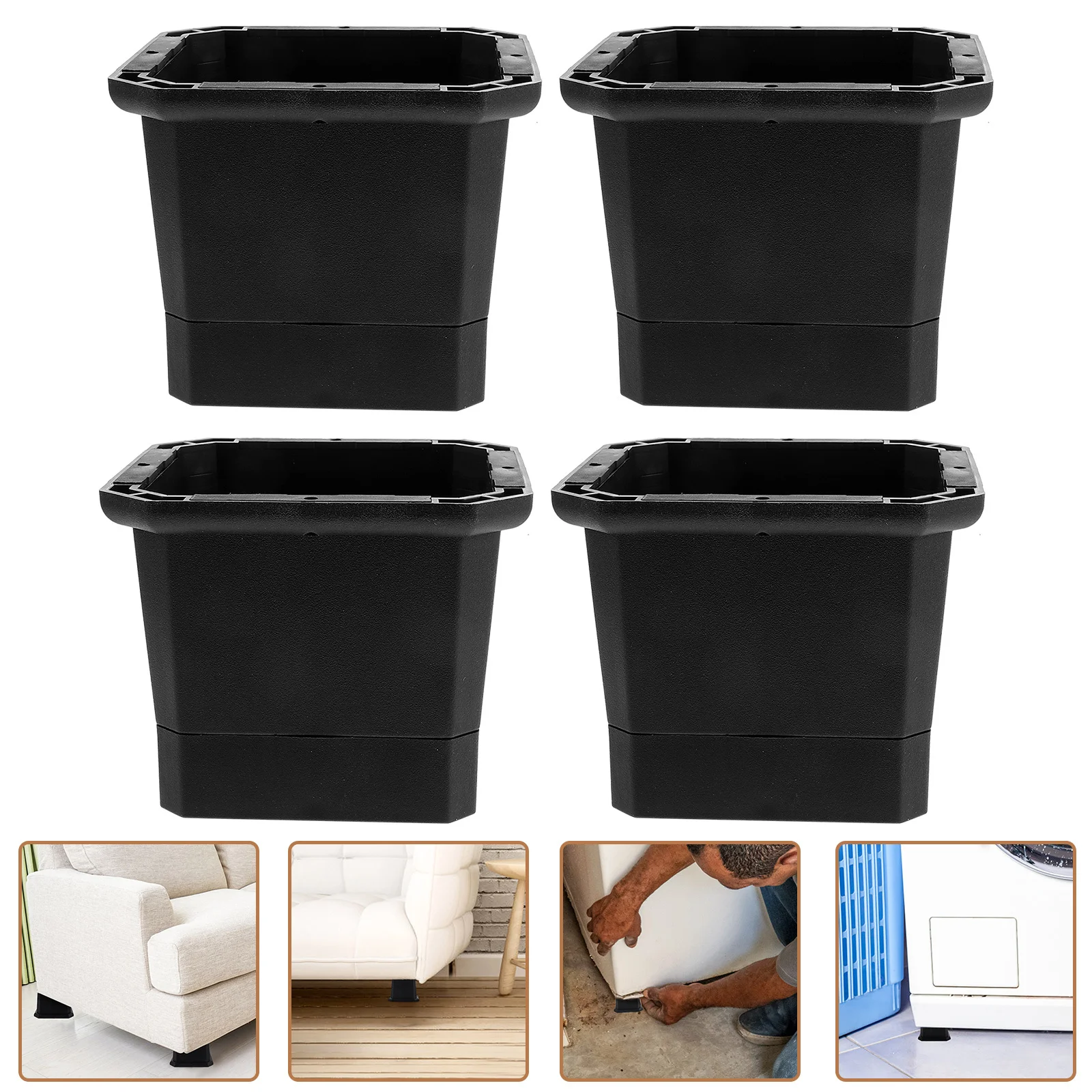 4Pcs Furniture Riser Height Lift Blocks Multipurpose Bed Sofa Table Chair Legs Heavy Duty Elevators for Storage
