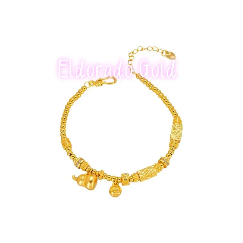 

2025 High quality AU750 18K gold antique gourd lucky brand pearl lucky women's bracelet luxury jewelry gift