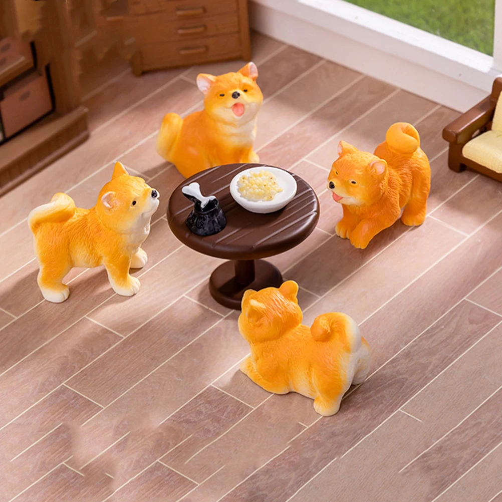 6 Pcs Mini Decoration Resin Crafts Dog Statue Miniature Garden Figurines Animals Mini Resin Dogs Small Puppy Figures