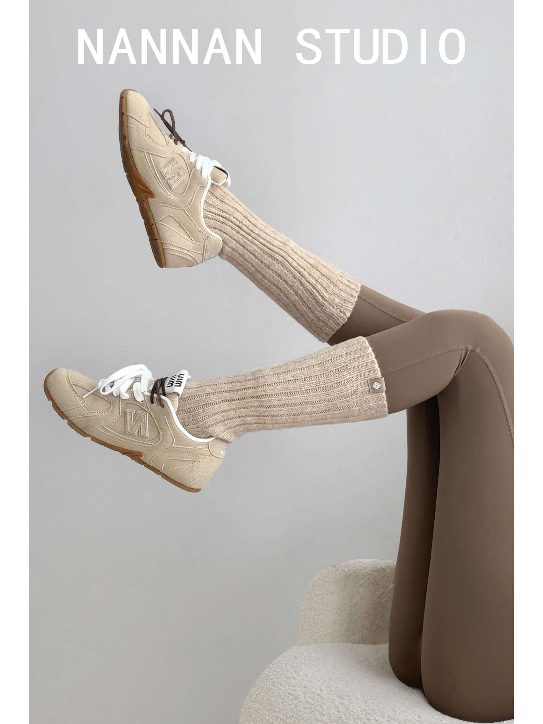 High School Girls Knitted Mid-Calf Socks Trendy Japanese Style Knee-High Thickened Leg Socks College Wind Vertical Striped