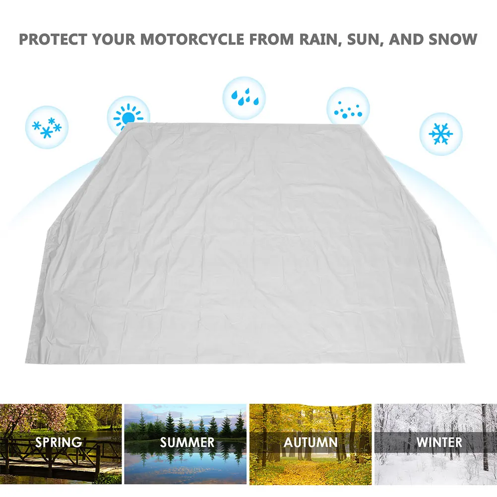 

PEVA Motorcycle Cover Waterproof UV Protection Silver Bike Rain Cover Heavy Duty Large Dirtbike Protector Outdoor Shield