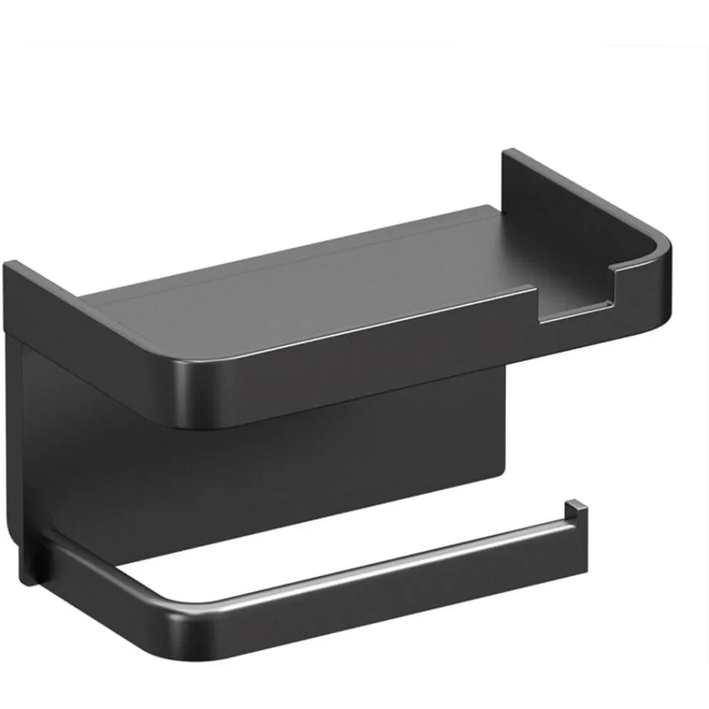 Black and White Gray Storage Rack Kitchen Towel Toilet Paper Rack Plastic Bathroom Wall Roll Paper Mobile Phone Storage Rack