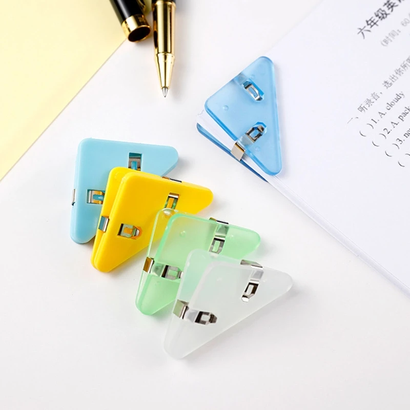 Corner Paper Clamp Triangular Clip Small File Clip Notes Holder Hold 50 Sheets for Student Teacher School