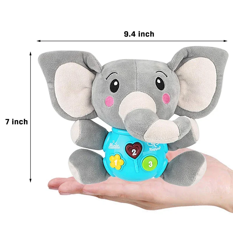 Cute Soothing Doll Plush Elephant Music Baby Sensory Toys Cute Stuffed Aminal Light Up Tummy Time Newborn Kawaii Gifts for Kids